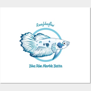 Blue Rim Marble Betta Posters and Art